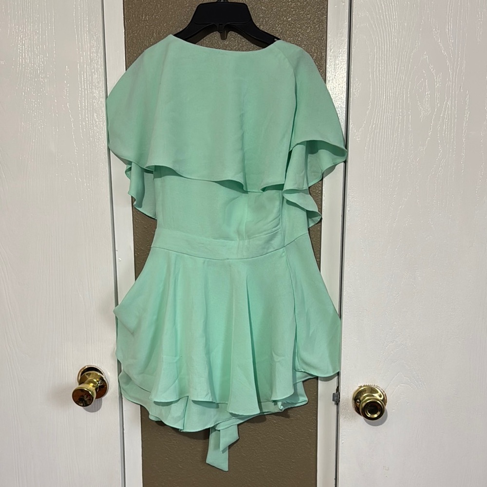 Pink Lily Mint Green Ruffle Romper - Boho Summer